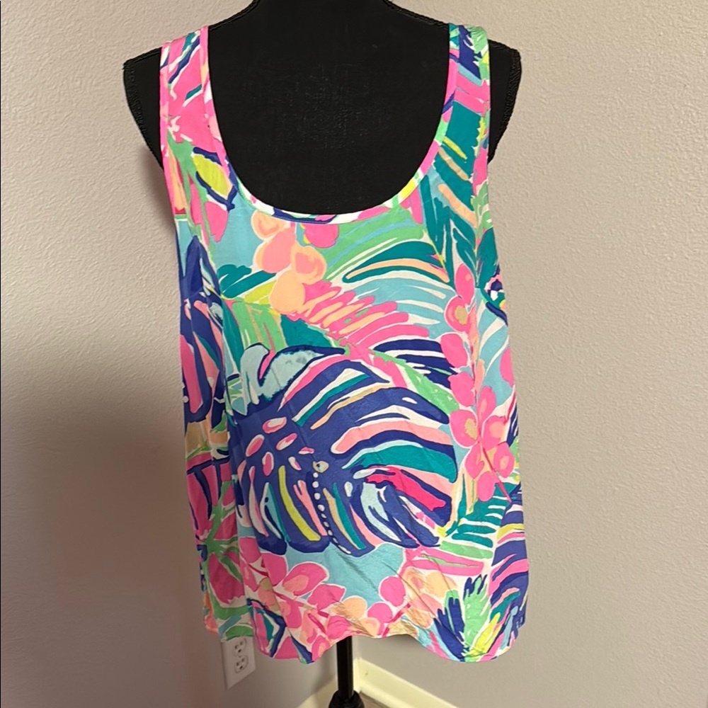 Lilly Pulitzer Tropical Blue and Purple Sleeveless Tank